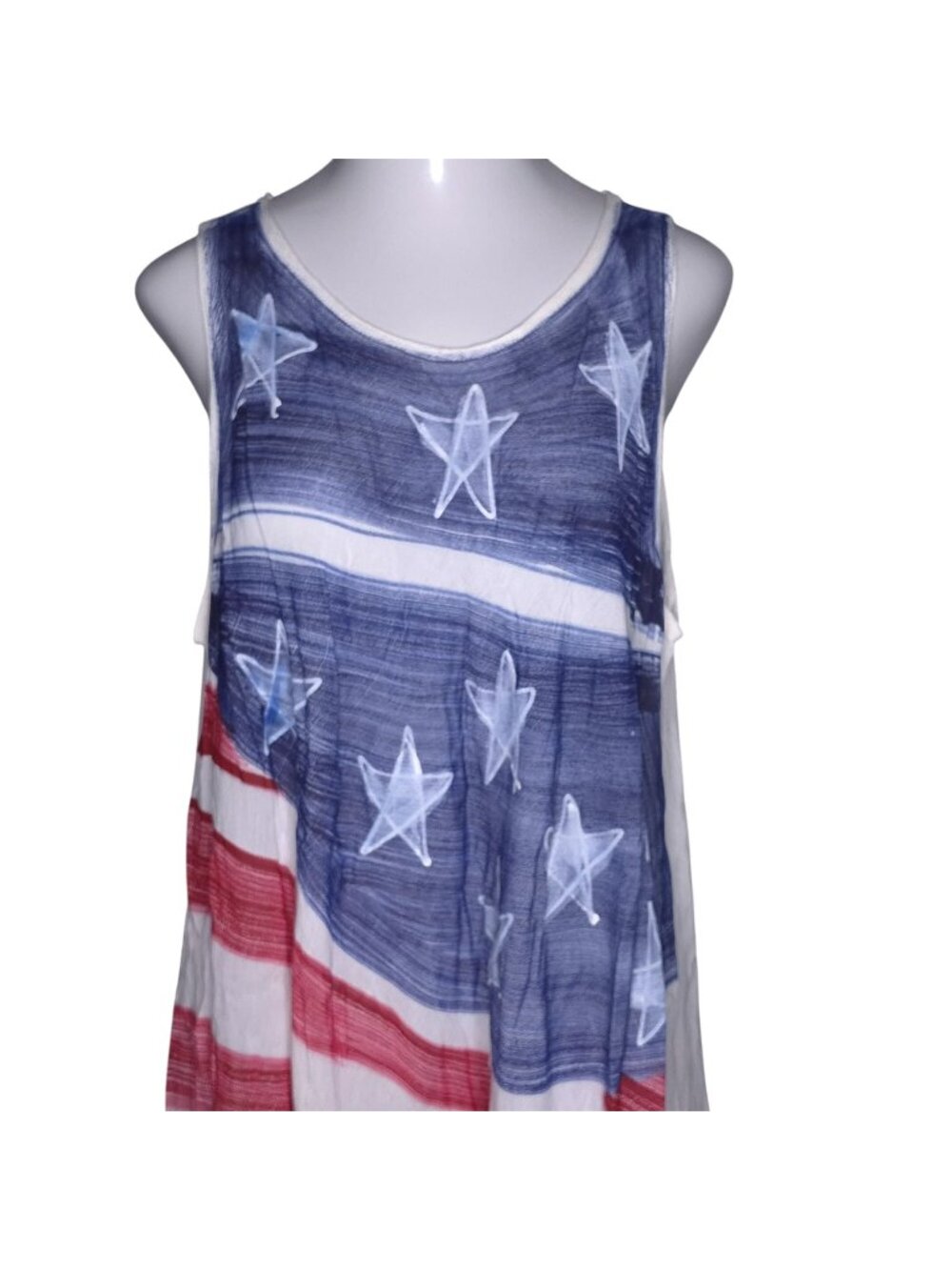 American Flag Sleeveless Dress Swim Coverup Plus Size Rayon Patriotic Summer